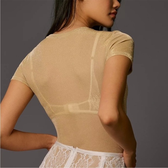 Second Skin by RD Style Rossie Gold Shimmer Bodysuit NWT Size M - Picture 4 of 8